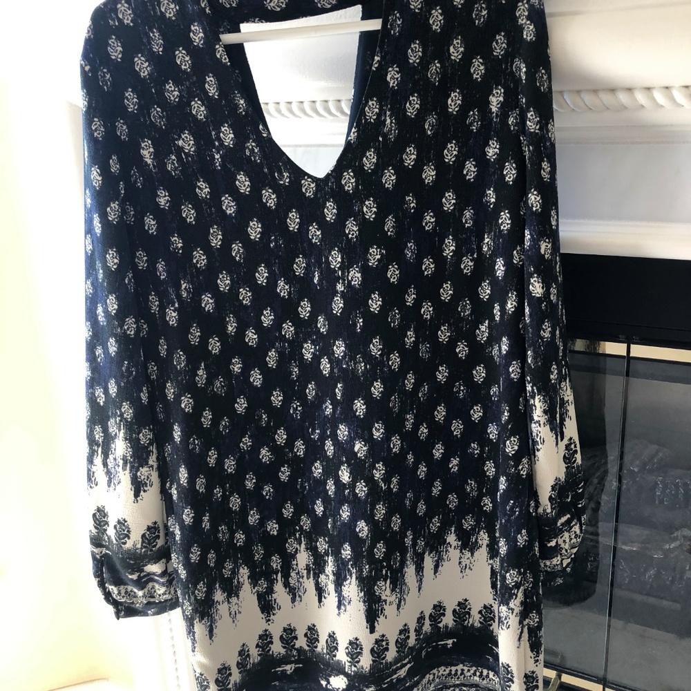 WAYF Blue Navy Border Print Women's Dress - Picture 4 of 4